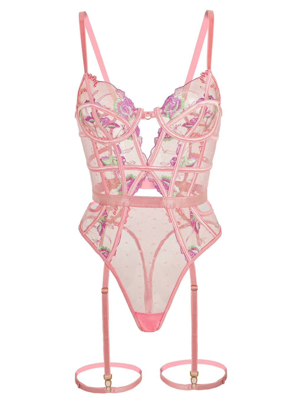 Body rose deluxe brodé de fleurs