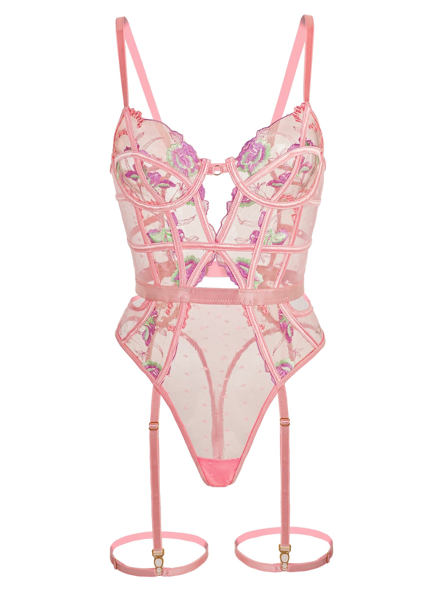 Body rose deluxe brodé de fleurs