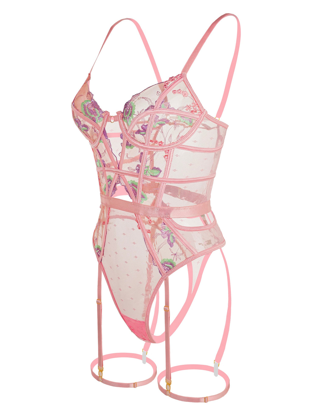 Body rose deluxe brodé de fleurs