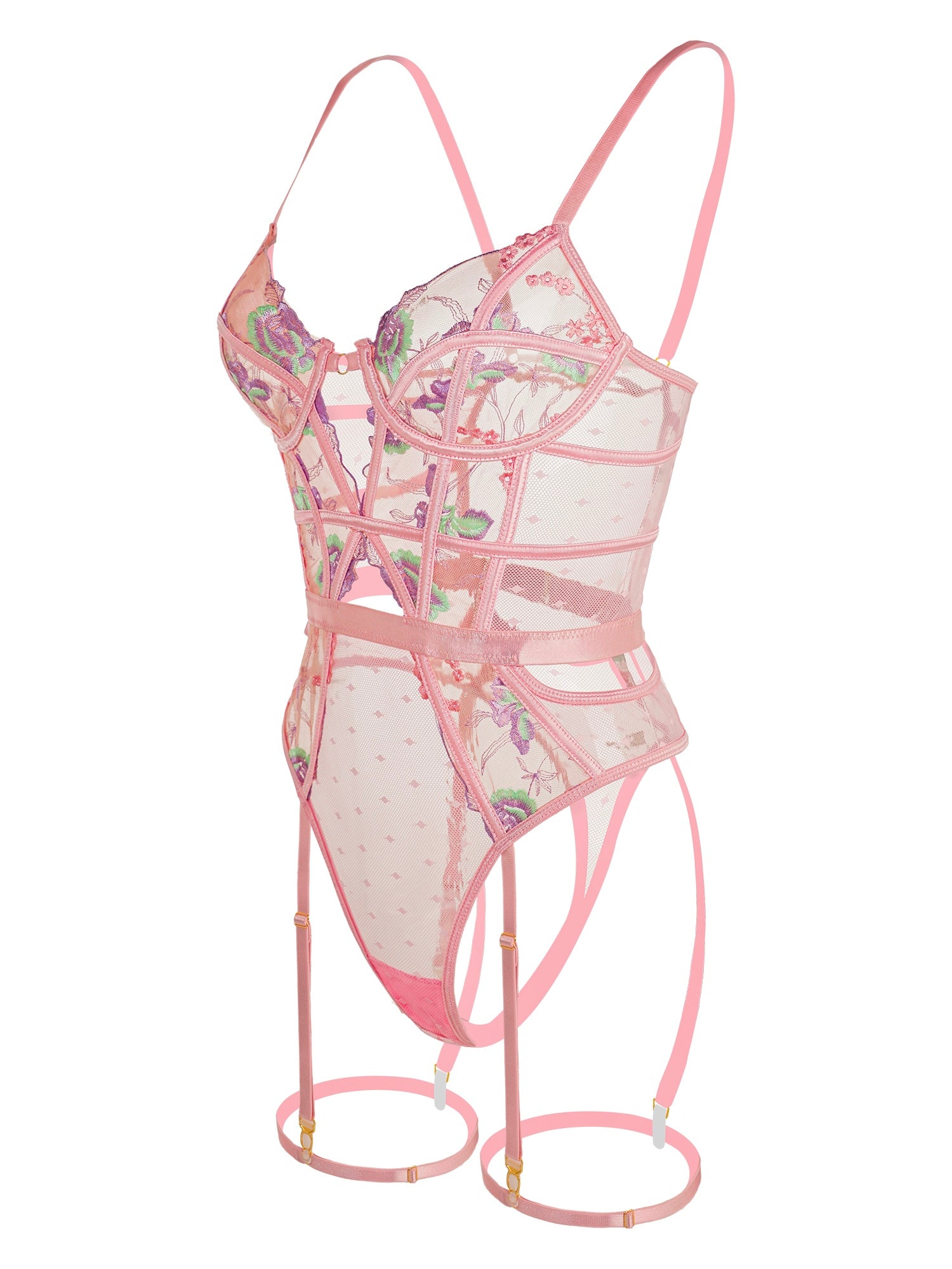 Body rose deluxe brodé de fleurs