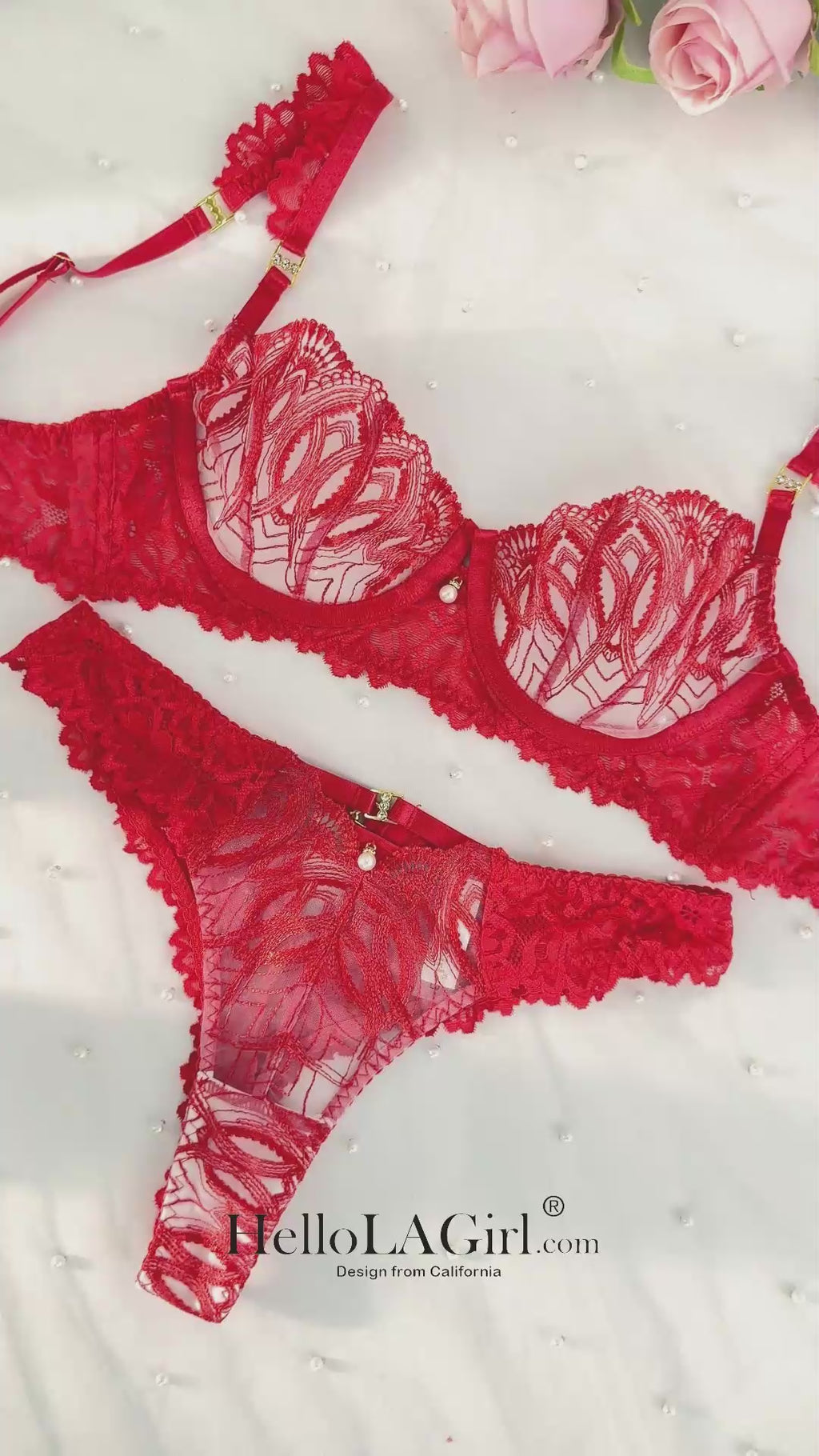 Ensemble lingerie tentation haut rouge
